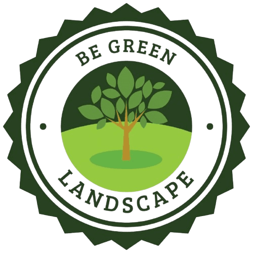 Logo of a green landscape company with a tree illustration.